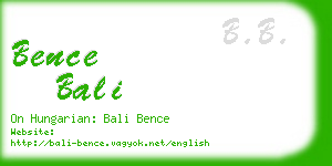 bence bali business card